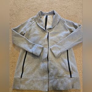 lululemon athletica Heather Gray Open Front Cardigan with Black Trim